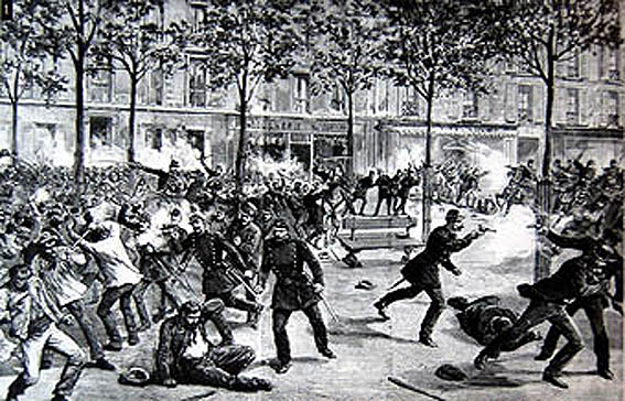 Repressão a trabalhadores, em Chicago, nos Estados Unidos, em 1º de maio de 1886