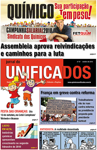 Capa Jornal Unificados edição 37 - outubro-2010