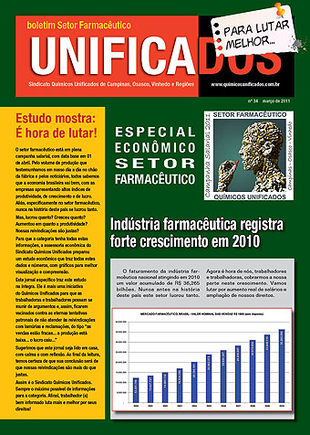 Capa Jornal do Unificados - edição especial sobre o crescimento do setor farmacêutico - março/11