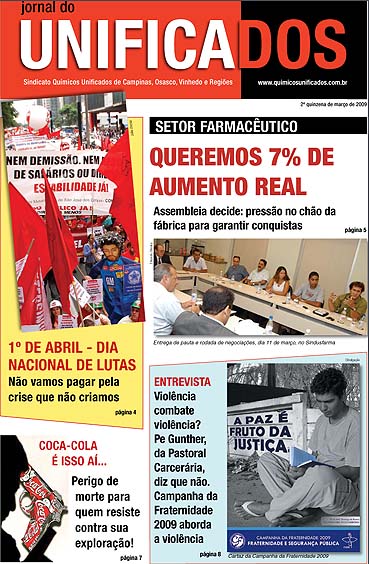Capa do Jornal do Unificados - 2ª quinzena de março/2009