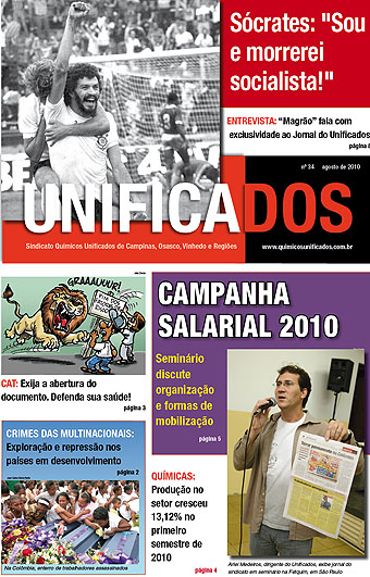 Capa do Jornal do Unificados - 34ª edição - agosto/2010