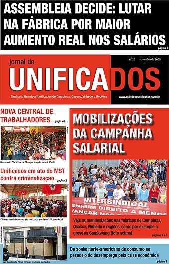 Capa Jornal do Unificados - 25ª edição - novembro/2009