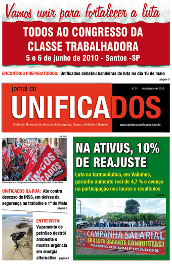 Capa do Jornal do Unificados - 31ª edição - maio-junho/2010
