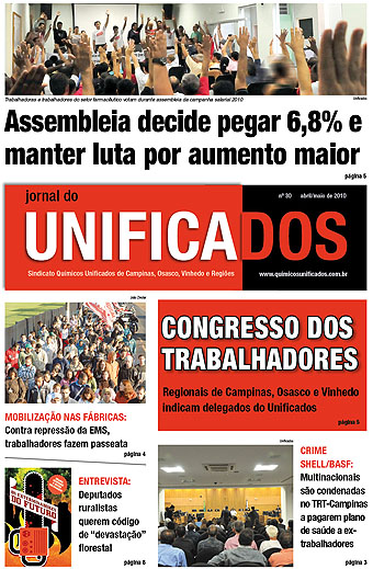  	Capa do Jornal do Unificados - 30ª edição - abril-maio/2010