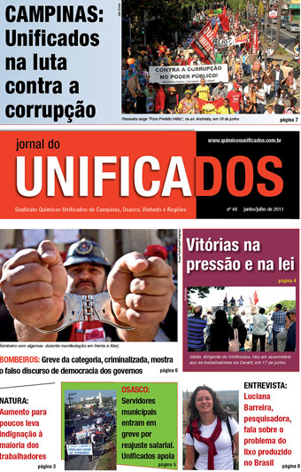 Capa do Jornal do Unificados - 46ª edição - julho/2011