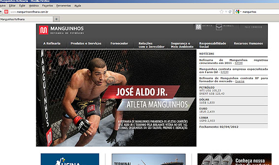 Site da Manguinhos divulga patrocínio no UFC