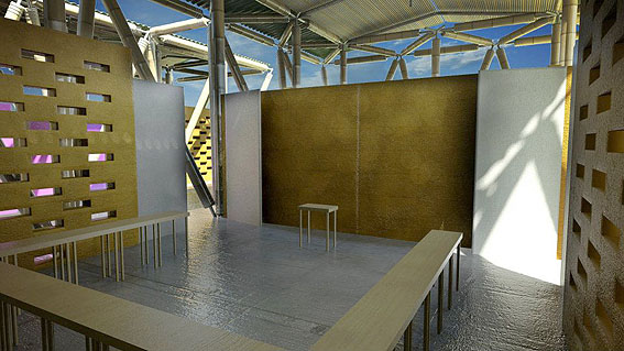 Projeto de uma das salas de aulas na nova Escola de Bambu