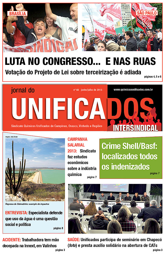 Capa do Jornal do Unificados - edição 66 - jun-jul-2013