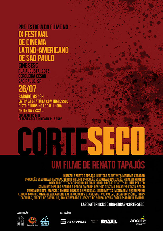 Cartaz da apresentação do filme "Corte Seco"