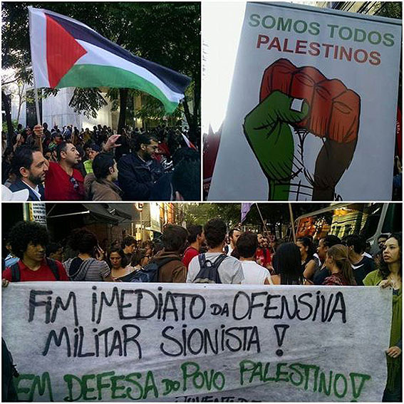Ato em São Paulo, em 21 de junho, contra agressões de Israel à Palestina