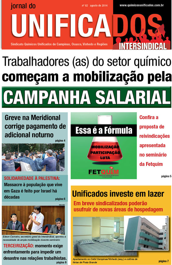 Capa do Jornal do Unificados - edição agosto/2014