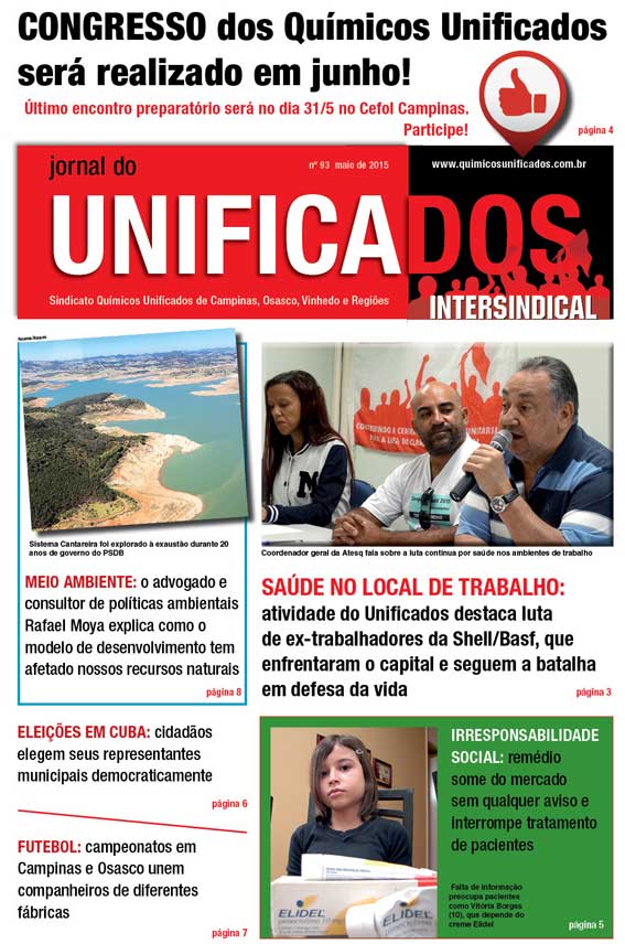 Capa do Jornal do Unificados - edição 93ª - maio/2015