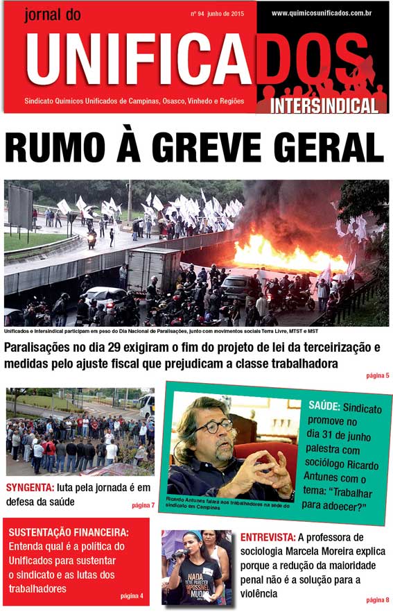Capa do Jornal do Unificados, edição junho/2015