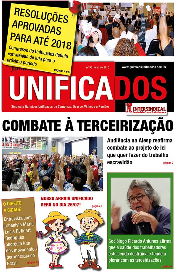 Capa do Jornal do Unificados - edição junho/2015