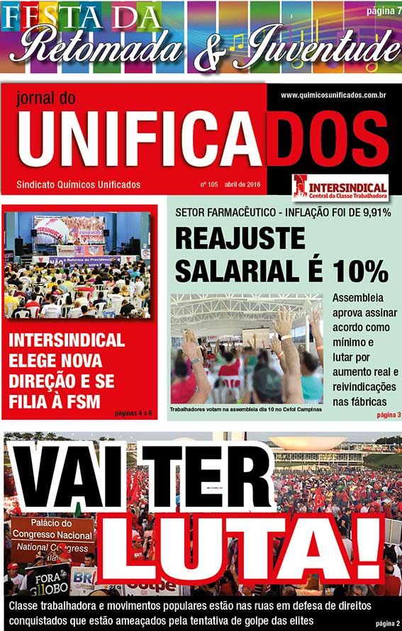 Capa do Jornal do Unificados - edição abril/2016